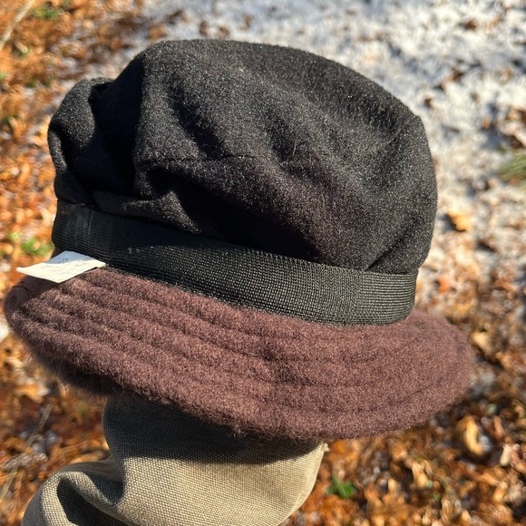 Y2K Angora Rabbit Fur Knit Hat + Genuine Fur Accent Brown - Picture 9 of 16